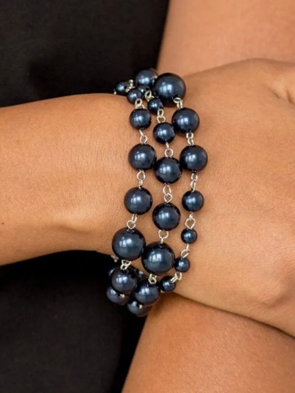 Paparazzi Vintage Midnight Blue Beaded Multi Strand Bracelet Clasp NWT